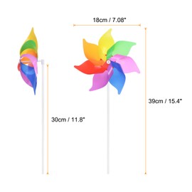 sourcing map Rainbow Pinwheels 15.4 Inch 7 Leaves Plastic Windproof Waterproof Wind Mills Spinners Windmills for the Yard Garden Lawn Patio Outdoor Decor Party Decorations, Colorful