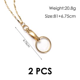 2 Pieces Metal Lanyard Chain, Fashionable Lanyard Chain, Key Lanyard, Chain Lanyard For Women, Shiny Metal Lanyard, Suitable For Keys, Documents, Work Badges