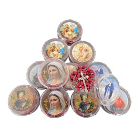 Doce (12) rosarios católicos perfumados con rosas en cajas de regalo