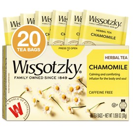 Wissotzky Chamomile Herbal Tea, 20 Tea Bags | Soothing Aroma | Relaxing & Calming Tea | Great for Sleep Support | Caffeine Free