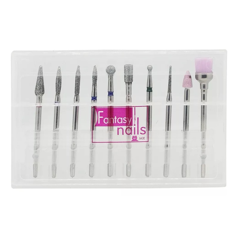 Fantasy Nails Set 10 Pz Puntas Para Drill/pulidora, Manicure Ruso,