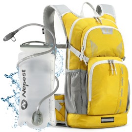 Nepest Hydration Backpack for Hiking, Water Backpack with 3L Water Bladder, 18L Lightweight Day Pack, Hydropack with Storage for Hiking, Biking, Running, Yellow