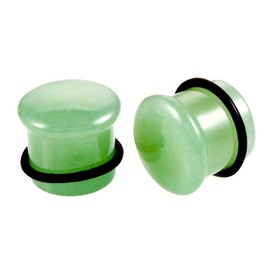 Decentraland 2 Pcs Green Stone Ear Gauges Earrings Stone Ear Gauges Plugs Jewelry 14mm(9/16")