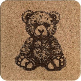 'Teddy Bear Sitting' Square Cork Trivet/Pot Stand (TR00027192)