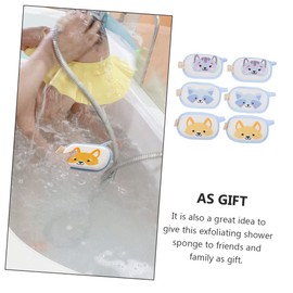 WOONEKY 6Pcs Bath Sponge for Gentle Cotton Absorbent Shower Scrubber with Mixed Cartoon Patterns Soft Exfoliating Bath Brush for Newborns