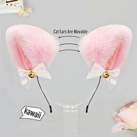 GFDSJKLCTH Cute Pink plush cat ear headband hair accessory set