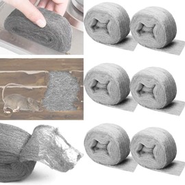 BSITSSS 6 Pack Wire Wool 0000, Ultra Fine Steel Wool Mice Blocker, Wire Wool Mice for Cleaning & Closing Small Holes, 0000 Coarse Wire Wool Rats, 0000 Steel Wool for Polishing, Rodent Control