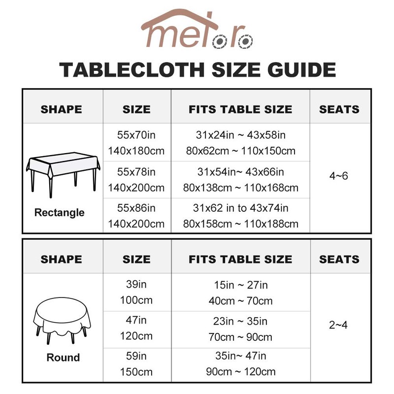 meioro Round Tablecloth Beige White Soft Plain Striped Linen Table
