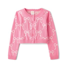 Gymboree,Girls,and Toddler Long Sleeve Cardigan Button Up Sweater,Pink Bow,5T