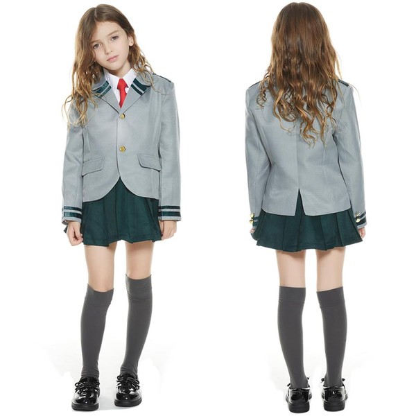 Seaehey Kids Ochaco Uraraka Tsuyu School Uniform Cosplay Costume Girls,Small