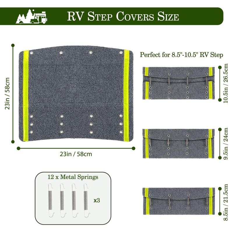 HOMEE RV Step Covers 4 Packs with Reflective Strips,Camper Step
