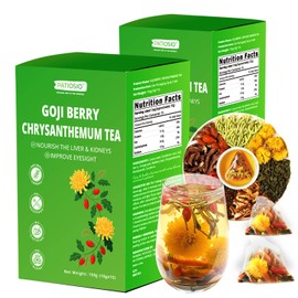 Goji Berry Chrysanthemum Tea - Dandelion Wolfberry Tea for Liver Cleanse & Detox, 8 Excellent Raw Material - Liver Health Chinese Herbal Tea Bags - Vegan, Sugar-Free & Caffeine-Free (2Box(30Bags))