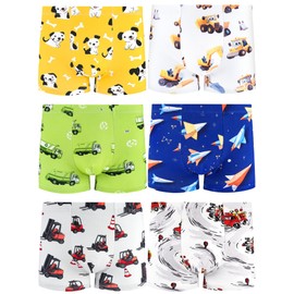 BliBliTaTa Boys' Underwear,Soft Cotton Tagless Panties for Toddlers' & Little Kids' Comfort,Breathable Boxer Briefs in Sizes 2T,3T,4T,5T,6T,7,8,10,12 Years Old,6-Pack Construction Vehicle-10