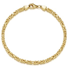 MATERIA by Matthias Wagner SA-152 Byzantine Chain Gold Bracelet 3 mm Men's 925 Silver Gold-Plated 18-23 cm, Silver