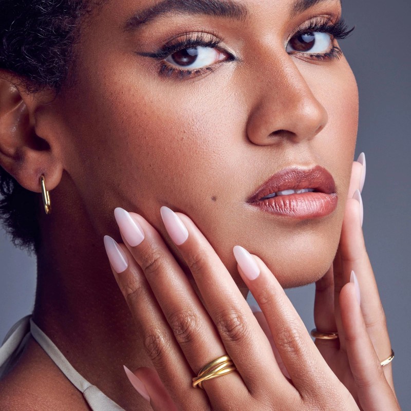 KISS Medium Length Light Beige Gel Nail Extensions Led Soft