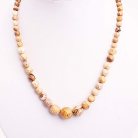 GEM-Inside Natural 6-14mm Picture Jasper Crystal Necklace Stands 19 Inches Fashion Jewellry Pendant Graduated Loose Beads for Jewelry Making Jewelry Beading Supplies for Women