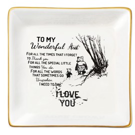 JoycuFF Aunt Jewelry Dish Tray Birthday Mother's Day Thanksgiving Day Christmas Gifts for Auntie from Niece or Nephew To My Wonderful Aunt