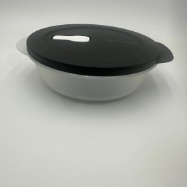 Tupperware CrystalWave  Lunch Microwave Round Dish 4.25 Cup Sheer Black New 2640