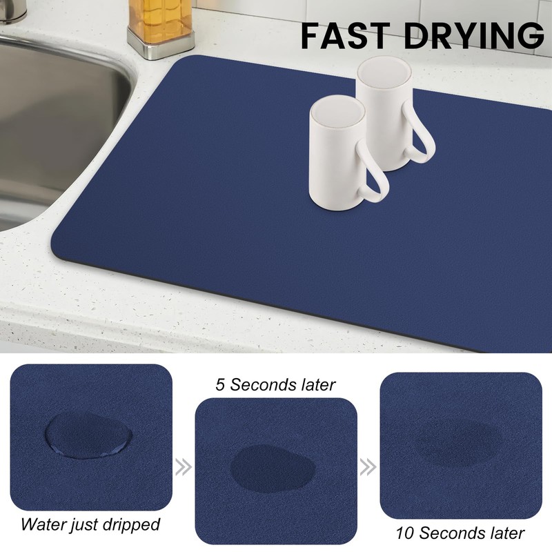 WISELIFE Dish Drying Mat Super Absorbent Drying Mat Large Dish