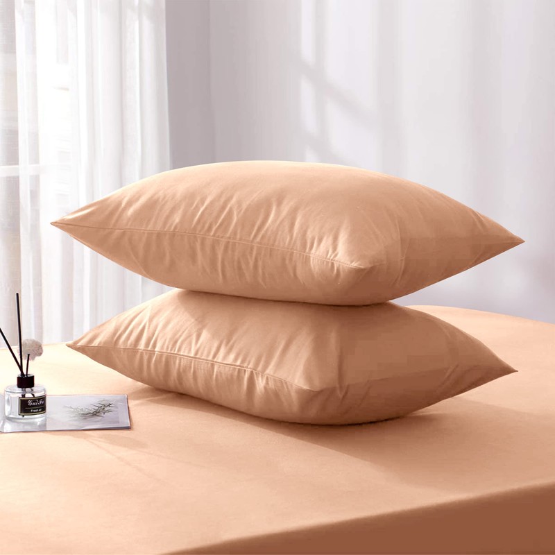 Hafaa Pillowcases 2 Pack Brushed Microfiber Peach Pillow Cases with