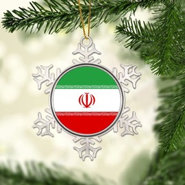 Iran Snowflake Ornament - Iran Flag Nations Flag Metal Ornaments Keepsake Souvenir Gift Hanging Ornaments for Christmas Tree Decoration