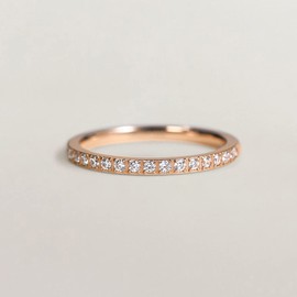 Tigrade 2mm Womens Titanium Eternity Rings Cubic Zirconia Wedding Engagement Band Size 3-12 (Rose Gold-Half CZ, 11)