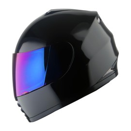 WOW Motorcycle Full Face Helmet Street Bike BMX MX Youth Kids Glossy Black