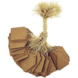 100 pcs Kraft Gift Marking Tags Price Labels Display Tags Strung for Crafts & Gifts. Personalize & Price Your Merchandise (1 7/16" x 2 3/16" (36 x 56mm))