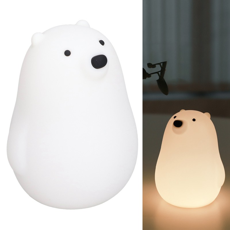 LED Night Light Cartoon White Bear Baby Pat Light USB