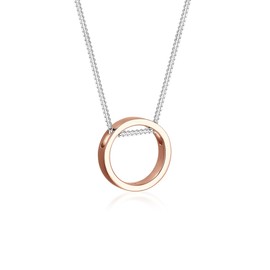 Elli Women Circle Geo Bi-Color 925 Silver Rose Gold Plated Necklace of Length 45cm 0103140917_45