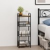 wonline 4 Tier Slim Metal Storage Cart with Walnut Wood