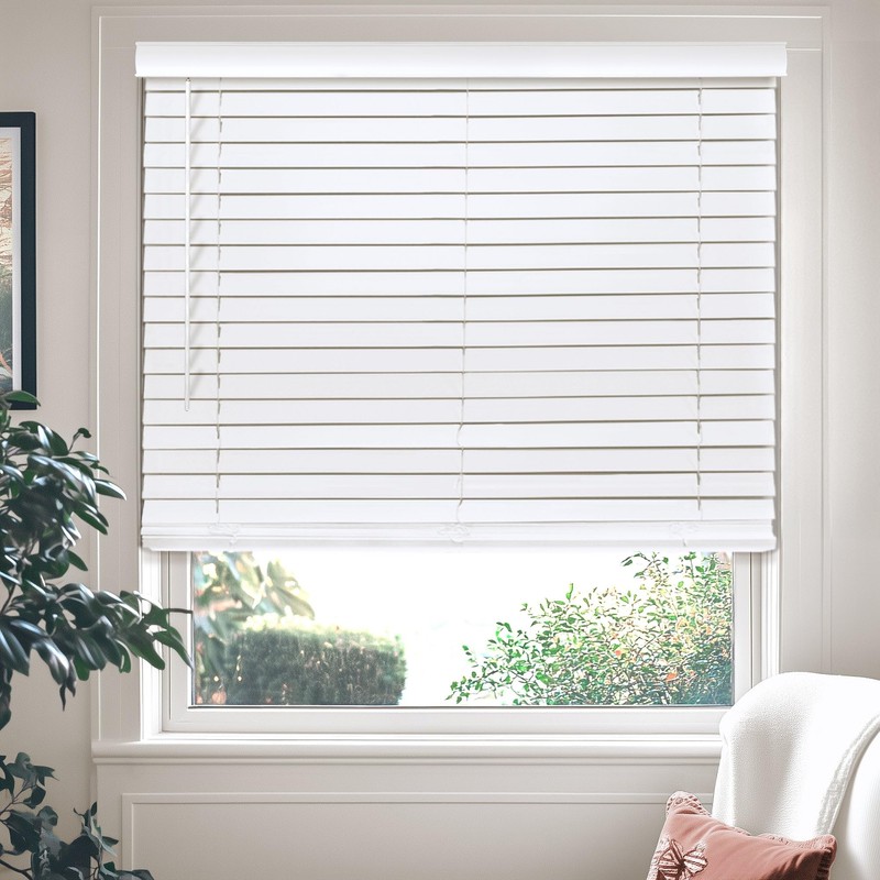 CHICOLOGY Cordless Faux Wood Blinds, Window Shades, 22''W x 72''H,