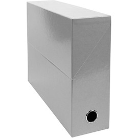 Exacompta - Ref 89937E - Iderama Collection - Box Transfer Case - 240 x 330mm in Size, Suitable for A4+ Documents, 90mm Spine, Reinforced Finger Hole - Grey