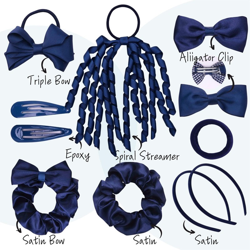 Basic Sense School Plain Hair Accessories Set, 23pcs Hair Ties,