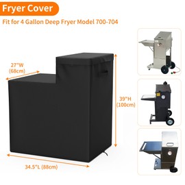 AKEfit Fryer Cover,Heavy Duty Waterproof Anti-UV Deep Fryer Cover, Fit for Model Bayou Classic 700-704 4-Gallon Deep Fryer,Black