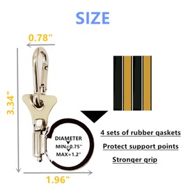Flagpole Clip with Carabiner for Rope Loop Flagpole Bracket Stainless Steel Flagpole Clip Bracket for All Vehicle, Boat, House, Garden Flagpole; A Good Helper To Organize Cable Hose Pipes -4PS