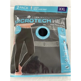 Free Country Women’s Base Layer Microtech Heat Anti-Odor Pants 2 Pack XXL Black