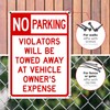 No Parking Signs Will be Towed, 10x14 Rust Free Aluminum,