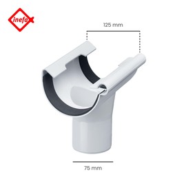 INEFA Drain pipe semicircular, PVC NW125/DN75 white hanging pipe gutter accessories, easy plug-in installation, made in Germany