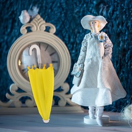 UPKOCH Miniature Doll Umbrellas, Multicolor Mini Umbrellas Small Rainy Umbrella Model Dollhouse Pretend Play Toy Photo Prop for 18 Inch Doll Dress Up Yellow