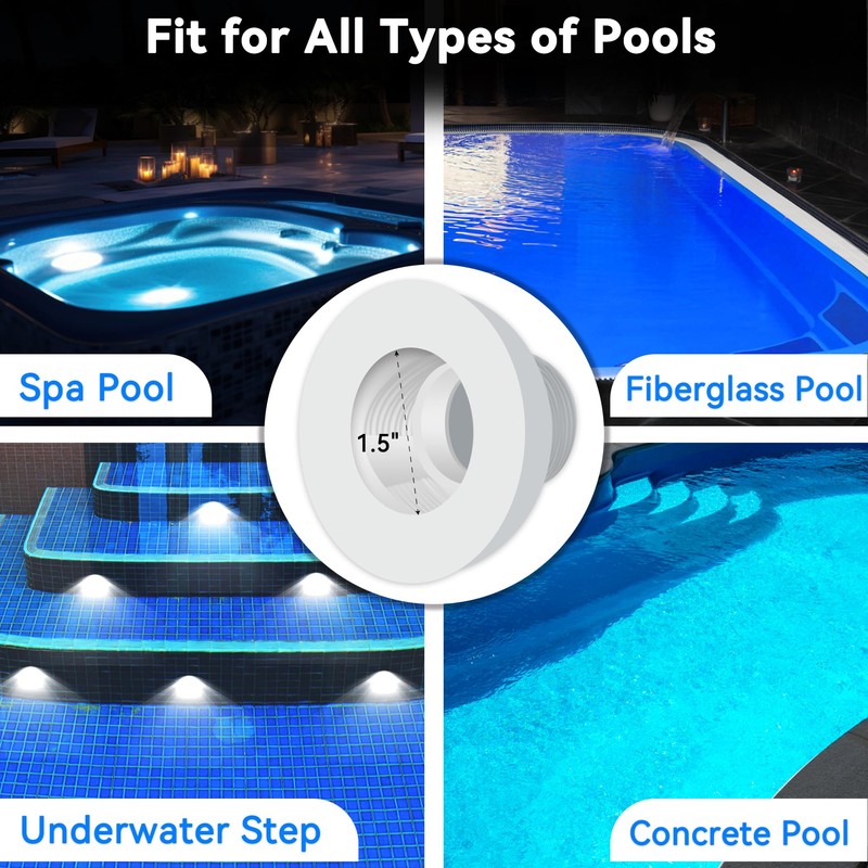 LyLmLe LED Pool Headlight with 1 1/2 Inch External Thread,