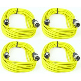 Paccs Microphone Cable 10 m Yellow XLR Male to XLR Female Balanced Audio Cable DMX OFC Copper Pack of 4