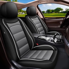 IKABEVEM Car Seat Covers Fit for Honda Insight 2010-2025 2026: Full Set Luxury Leather Automotive Seat Covers, Car Seat Protector(5 Seats, Black&Grey)