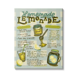 Stupell Industries Homemade Lemonade Blue Picnic Plaid Vintage Drink Recipe, Designed by Andrea Jasid Grassi Canvas Wall Art, 24 x 30, Green