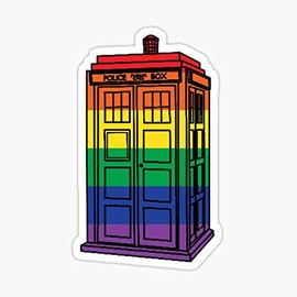 Rainbow Tardis Sticker - Sticker Graphic - Auto, Wall, Laptop, Cell, Truck Sticker for Windows, Cars, Trucks