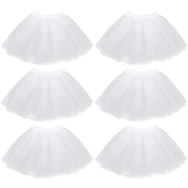 kilofly 6pc White Girls Ballet Tutu Kids Birthday Princess Party Favor Dress Skirt