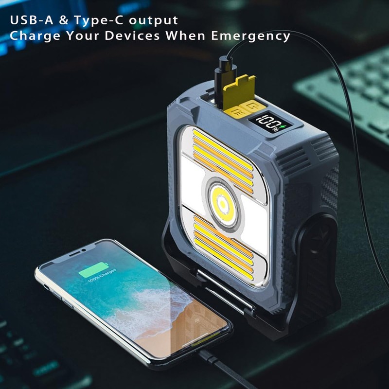 LED Solar Portable Camping Lights with Stand dimmable,Magnetic Work Lights
