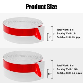 Wide Silicone Weather Stripping, 2 inch (W) x 20 Ft (L) Door Draft Stopper, Silicone Seal Strip for Doors Windows and Shower Glass Gap, White