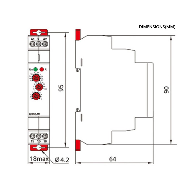 GRT8-M2 Multifunctional Delay Time Relay with 10 Functions DIN Rail