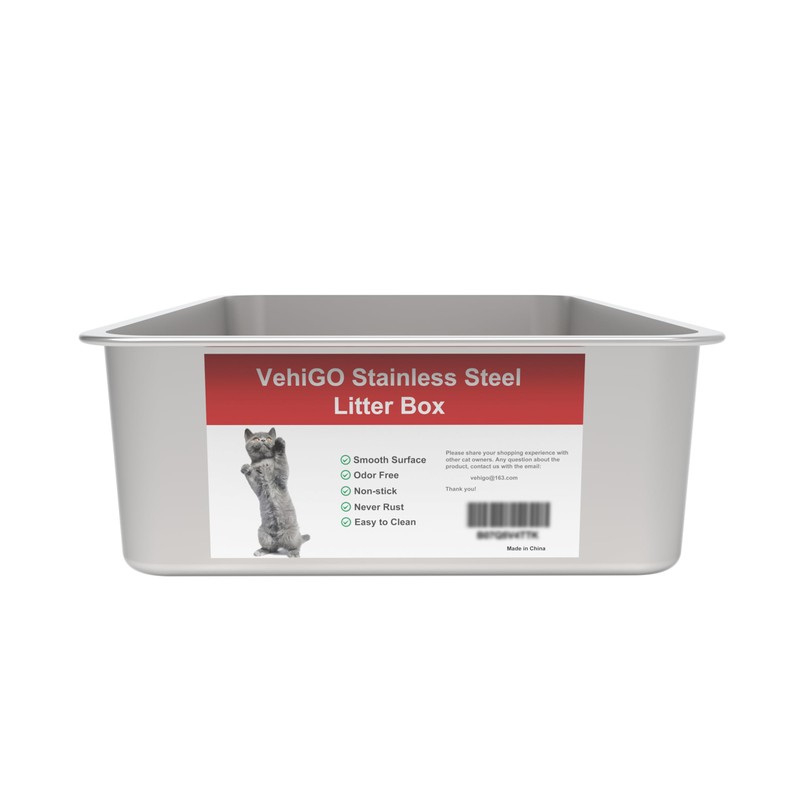 VehiGo Extra Large Metal Cat Litter Box, Stainless Steel Durable